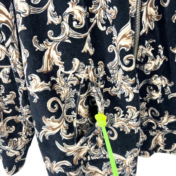 Velour Track Jacket 2X Plus Size Black Brown Floral Y2K AOP Grunge Whimsigoth - Picture 6 of 11